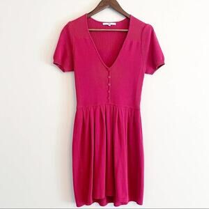 Tibi vintage 80's ribbed knit casual midi dress red small EUC
